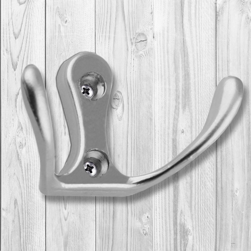 Крючок мебельный Trodos "ZY-110М" 2-рожковый, сплав ЦАМ, хром матовый