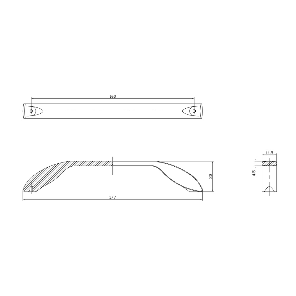 Ручка-скоба мебельная Trodos "9455" 160мм сплав ЦАМ 129гр, хром