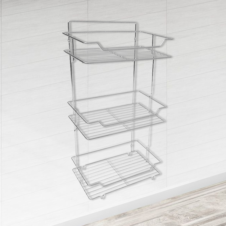 Полка настенная Delphinium 3-ярусная прямоугольная "АЕ-431", хром