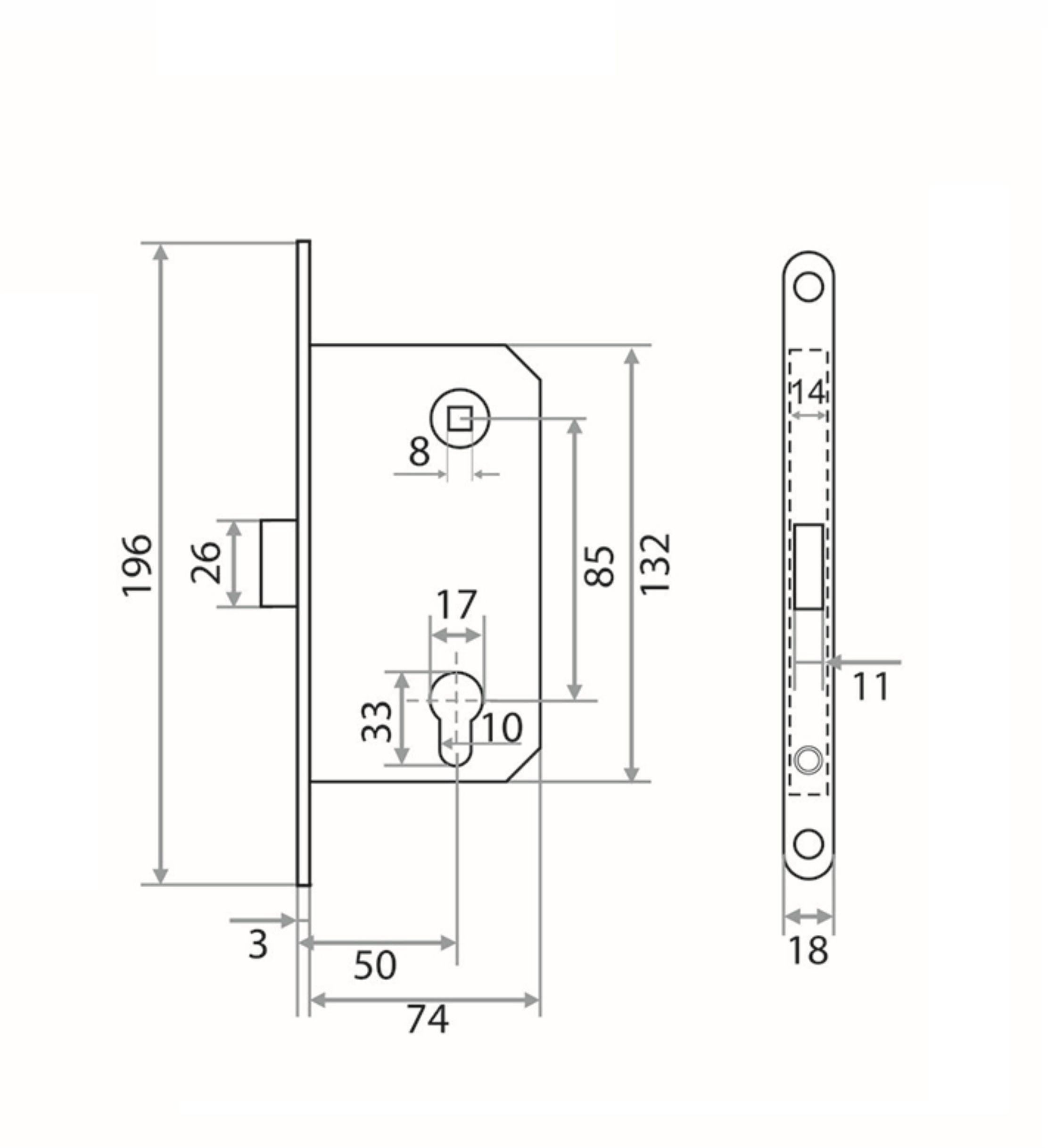 Корпус замка Trodos CX410B-85ET/M CP магнит, хром