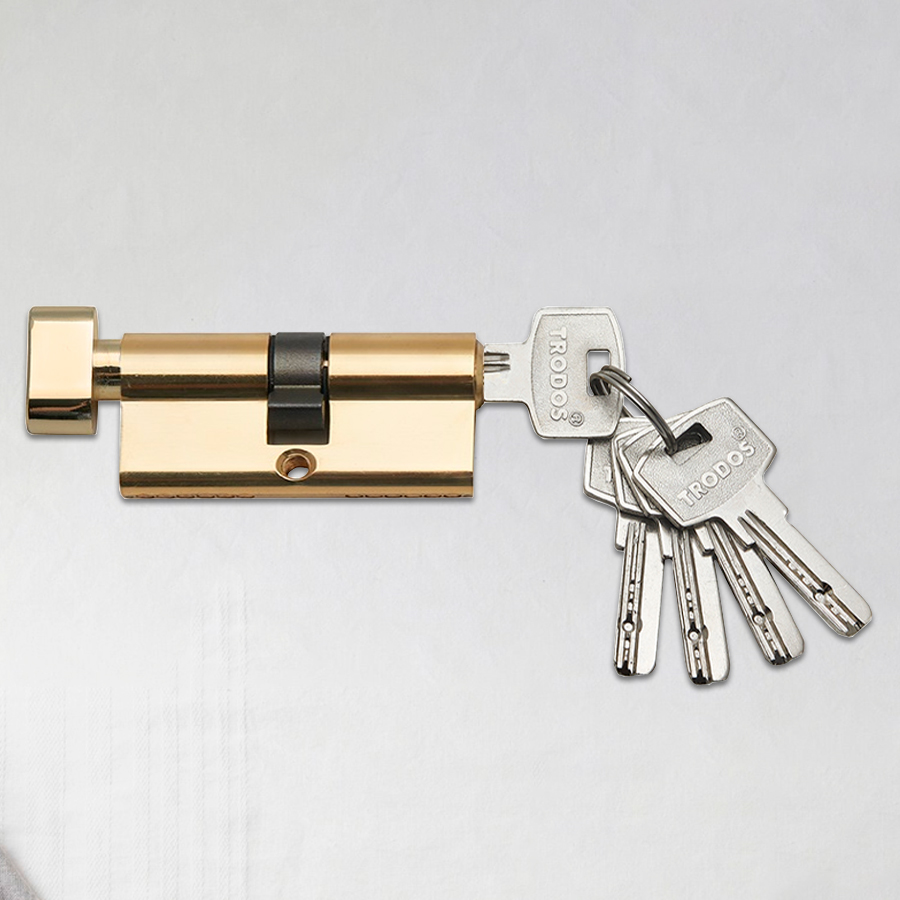 Механизм цилиндровый Trodos ЦМВП 70(35/35) сплав ЦАМ 5 ключей, золото