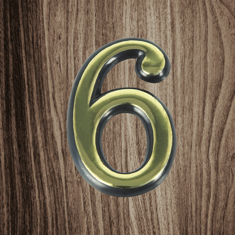 Цифра дверная Trodos "6" золото