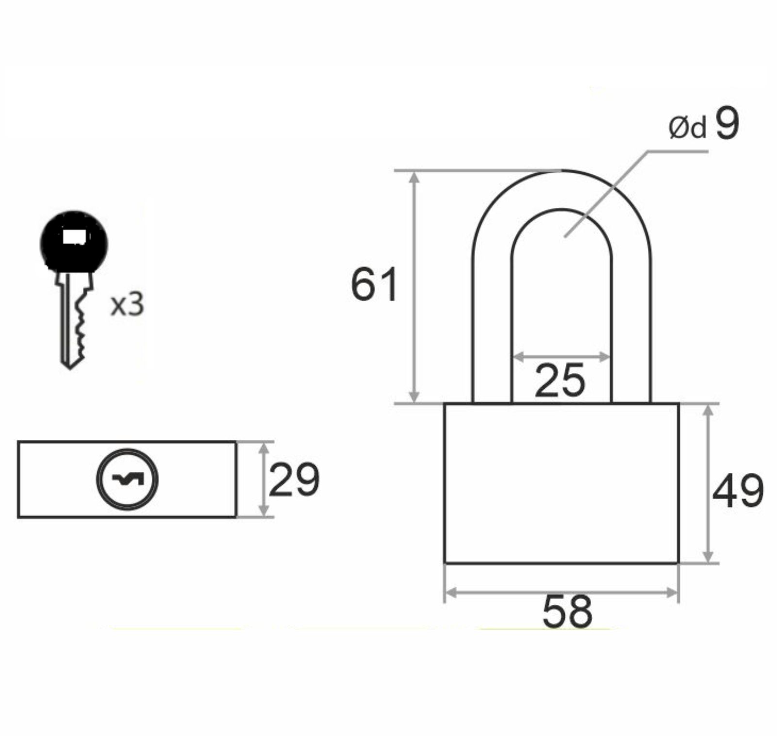 Замок навесной Trodos BC-IG1-55L чугун, всепогодный, блистер