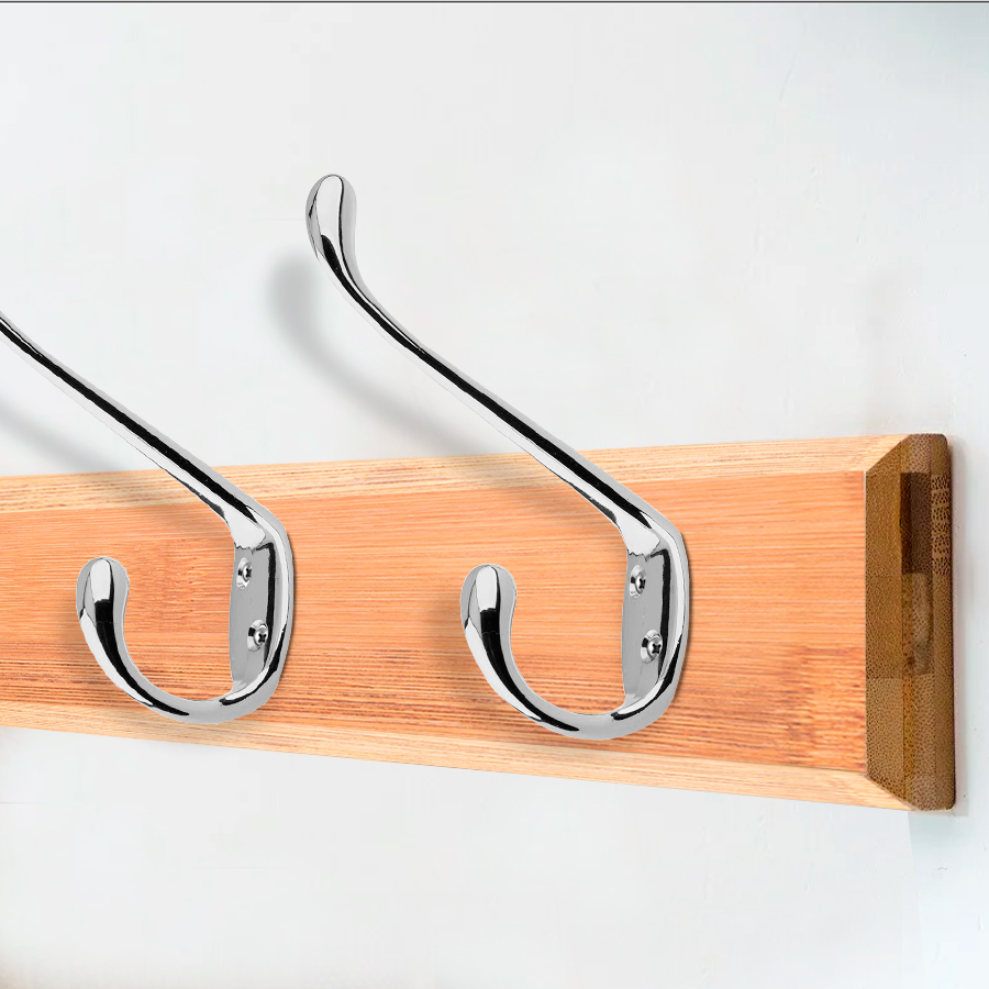 Крючок мебельный Trodos "ZY-203А" 2-рожковый, сплав ЦАМ, хром