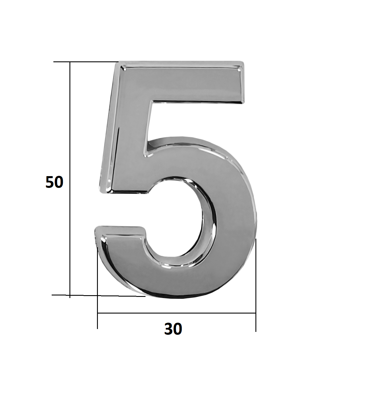 Цифра дверная Trodos "5" классика, хром