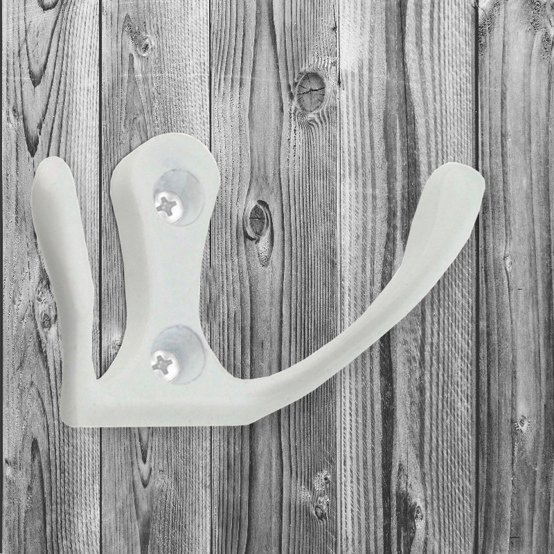 Крючок мебельный Trodos "ZY-110М" 2-рожковый, сплав ЦАМ, белый