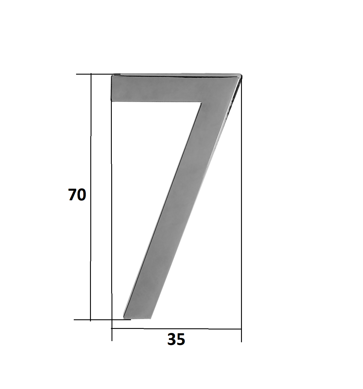 Цифра дверная Trodos "7" модерн, хром