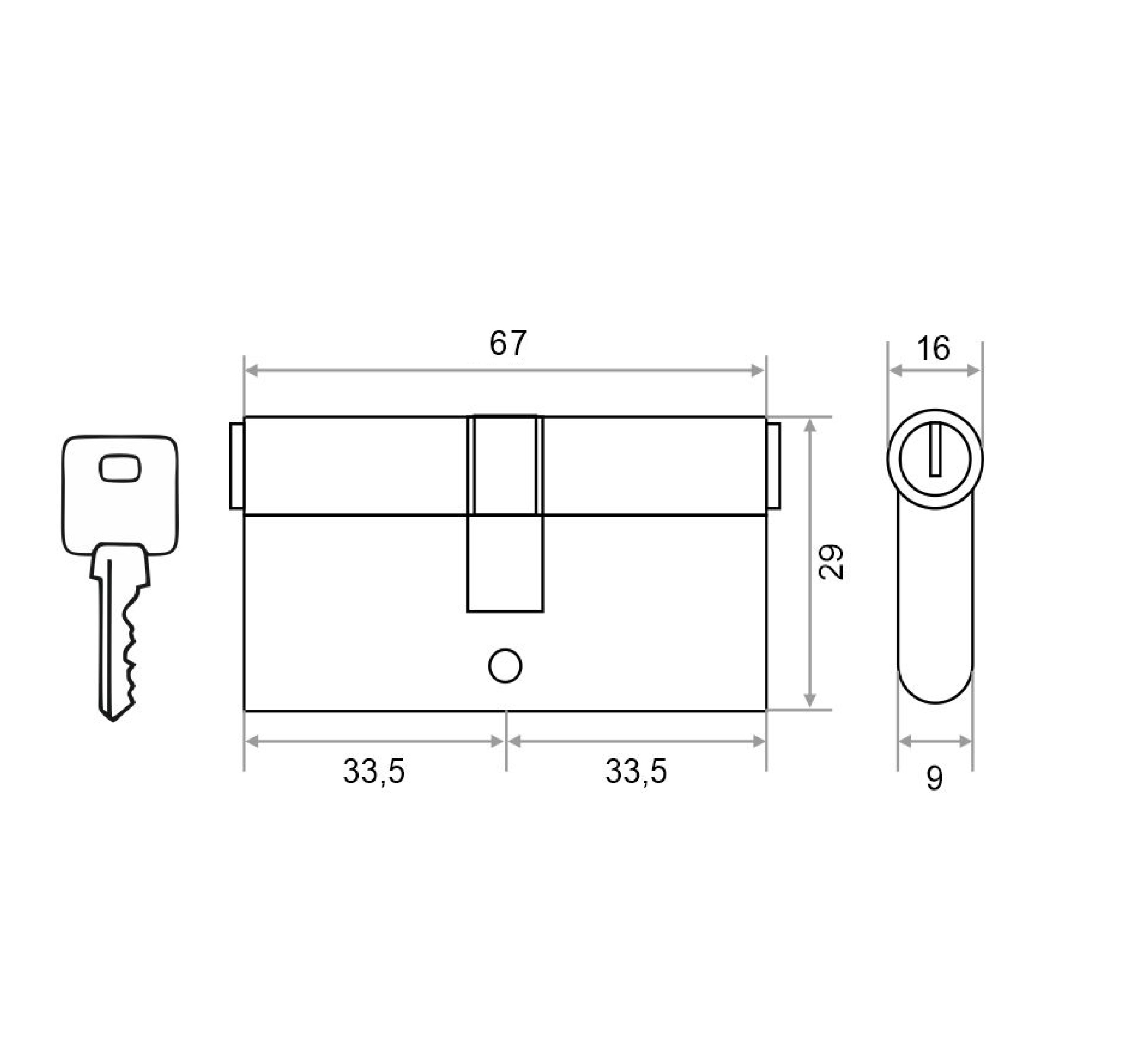 Механизм цилиндровый Vrata LL-ЦМ70 алюминий 3 ключа, золото