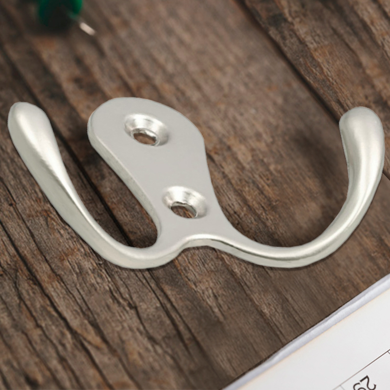 Крючок мебельный Trodos "ZY-110А" 2-рожковый, сплав ЦАМ, никель